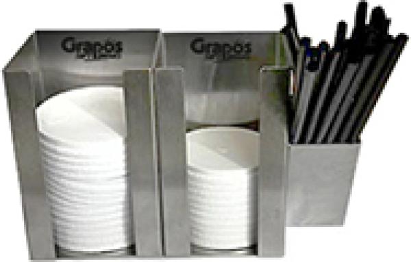 Deckelspender NIRO -  2-teilig + Trinkhalmspender